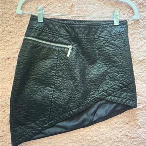 Black Leather Asymmetrical Skirt